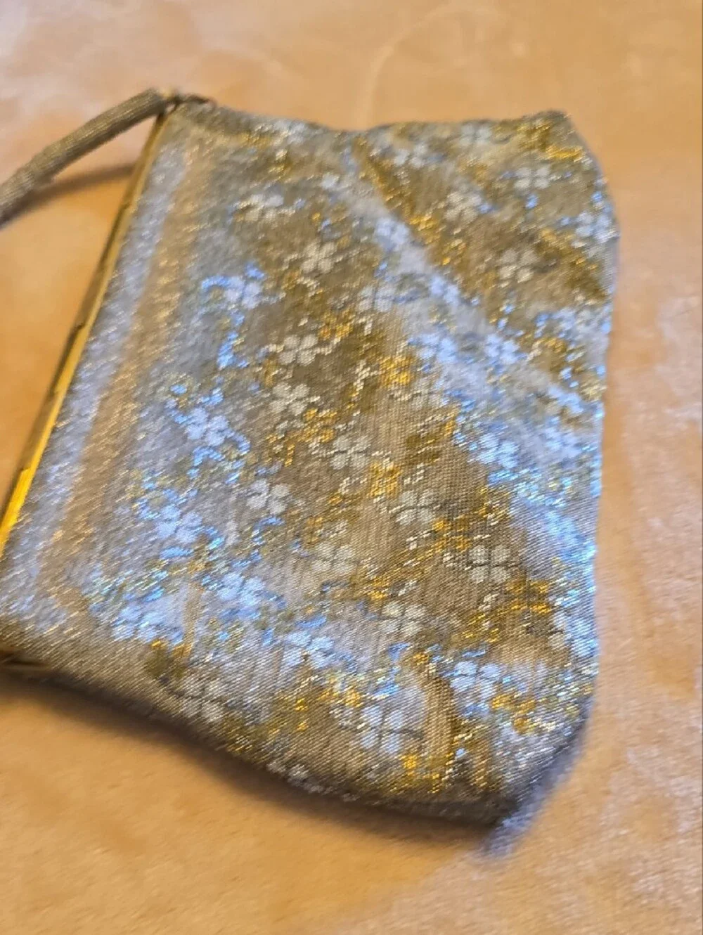 Vintage Metallic Gold Floral Evening Clutch - Women Accessories